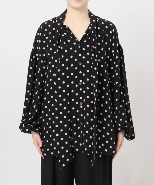 journal standard L'essage（ジャーナルスタンダードレサージュ）の「《追加》IPEKERドット&フラワー/シアーボウタイブラウス（シャツ/ブラウス・レディース・アイボリー/ホワイト×ホワイト/ベージュ/ブラックミックス・FREE）」の19枚目の写真