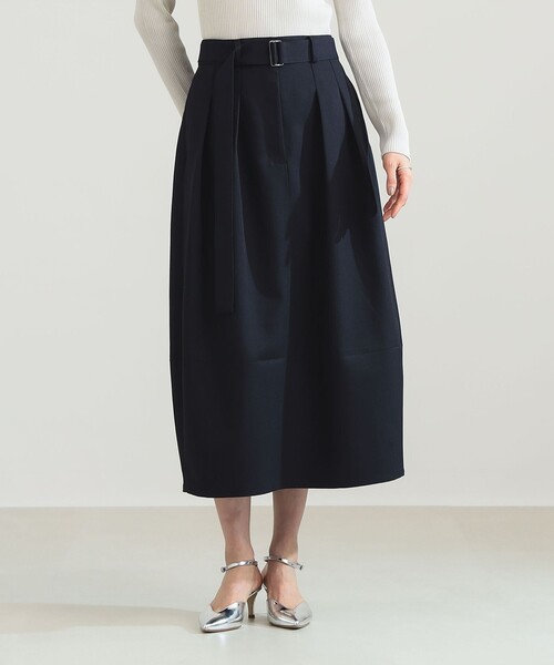 Demi-Luxe BEAMS(デミルクス ビームス)の「ベルテッド コクーン スカート(スカート・レディース・アッシュブラウン/ネイビー・36/38)」の1枚目の写真