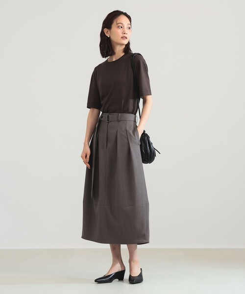 Demi-Luxe BEAMS(デミルクス ビームス)の「ベルテッド コクーン スカート(スカート・レディース・アッシュブラウン/ネイビー・36/38)」の8枚目の写真