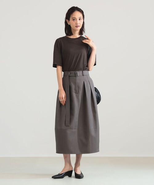 Demi-Luxe BEAMS(デミルクス ビームス)の「ベルテッド コクーン スカート(スカート・レディース・アッシュブラウン/ネイビー・36/38)」の9枚目の写真