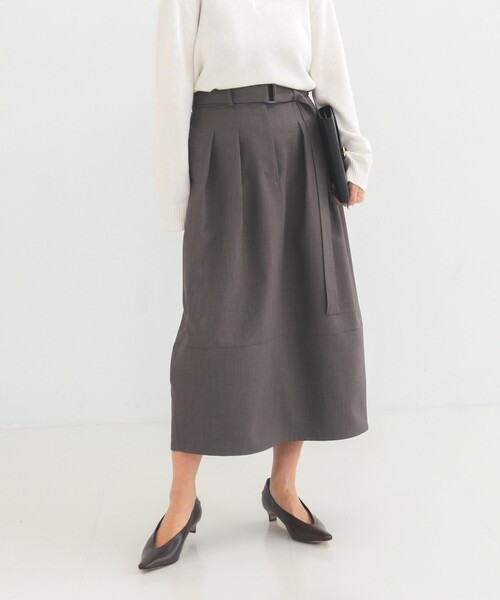 Demi-Luxe BEAMS(デミルクス ビームス)の「ベルテッド コクーン スカート(スカート・レディース・アッシュブラウン/ネイビー・36/38)」の14枚目の写真