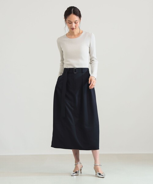Demi-Luxe BEAMS(デミルクス ビームス)の「ベルテッド コクーン スカート(スカート・レディース・アッシュブラウン/ネイビー・36/38)」の15枚目の写真