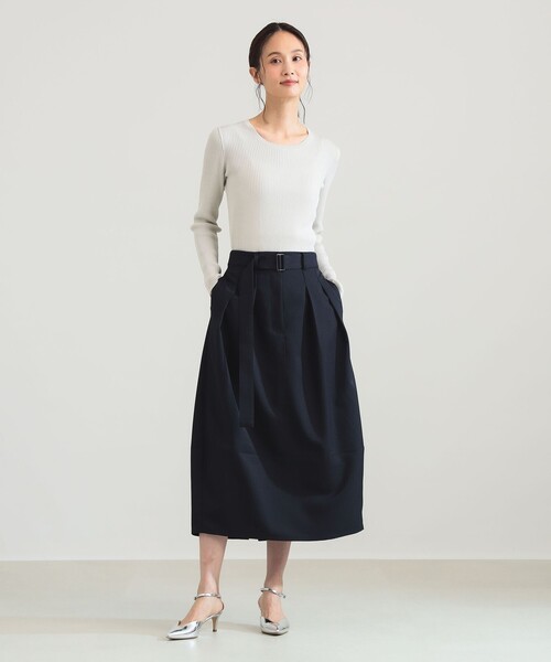 Demi-Luxe BEAMS(デミルクス ビームス)の「ベルテッド コクーン スカート(スカート・レディース・アッシュブラウン/ネイビー・36/38)」の16枚目の写真