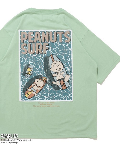 KRIFF MAYER(クリフメイヤー)の「【接触冷感・吸水速乾・毛玉防止】スヌーピープリントT(サーフ)(Tシャツ/カットソー・メンズ・チャコール/オフホワイト/ライトグリーン/ネイビー/イエロー・X-LARGE/LARGE/MEDIUM)」の4枚目の写真