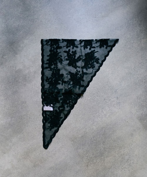 ROSE BUD（ローズバッド）の「LACE SCARF（バンダナ/スカーフ・レディース・ブラック/ホワイト・ONE SIZE）」の9枚目の写真