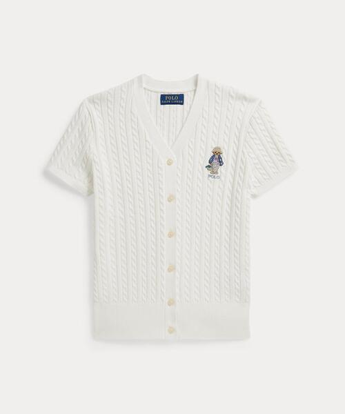 POLO RALPH LAUREN CHILDRENSWEAR（ポロ ラルフ ローレン チルドレンズウェア）の「Polo ベア ケーブル コットン Vネック カーディガン（カーディガン/ボレロ・キッズ・ホワイト・XL/S/M/L）」の9枚目の写真