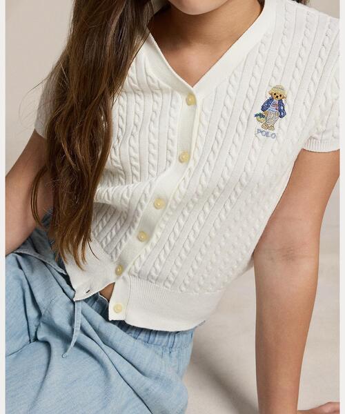 POLO RALPH LAUREN CHILDRENSWEAR（ポロ ラルフ ローレン チルドレンズウェア）の「Polo ベア ケーブル コットン Vネック カーディガン（カーディガン/ボレロ・キッズ・ホワイト・XL/S/M/L）」の6枚目の写真