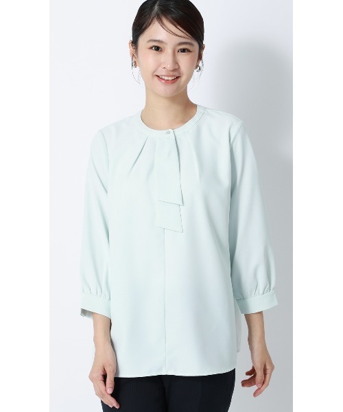 AOYAMA(アオヤマ)の「ボウタイブラウス【7分袖】|学生&通勤&オフィス&入卒&セレモニー&オケージョン|(シャツ/ブラウス・レディース・ピンク/ホワイト/ミント・M/LL/L/S)」の3枚目の写真