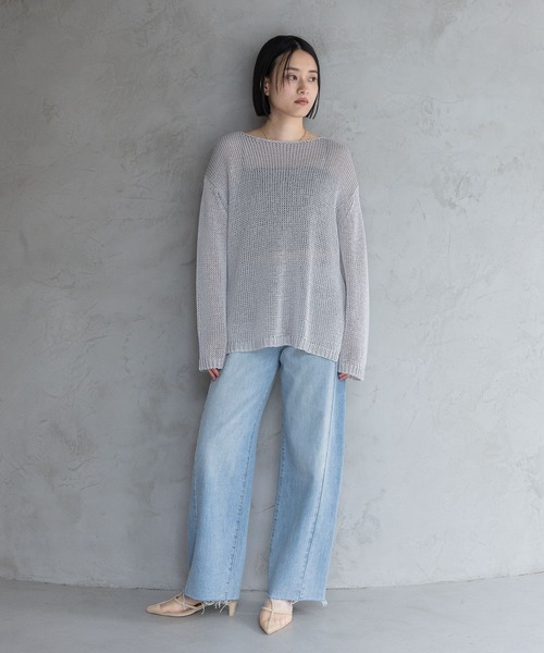 A part by（アパートバイ）の「リネンコンメッシュプルオーバー（ニット/セーター・レディース・ライトピンク/ブルー/ライトグレー/グレー系その他4・FREE）」の6枚目の写真