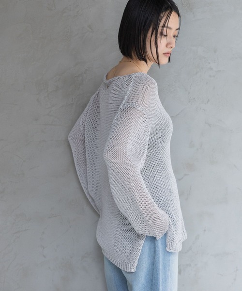 A part by（アパートバイ）の「リネンコンメッシュプルオーバー（ニット/セーター・レディース・ライトピンク/ブルー/ライトグレー/グレー系その他4・FREE）」の9枚目の写真