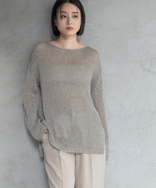 A part by（アパートバイ）の「リネンコンメッシュプルオーバー（ニット/セーター・レディース・ライトピンク/ブルー/ライトグレー/グレー系その他4・FREE）」の14枚目の写真