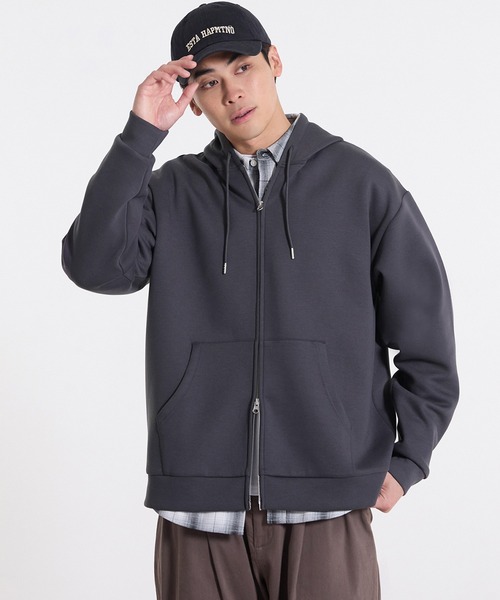 coca(coca)(コカ)の「ソフトジャージーワイドZIPパーカー(パーカー・メンズ・ライトグレー/チャコール・S/XL/M/L)」の1枚目の写真