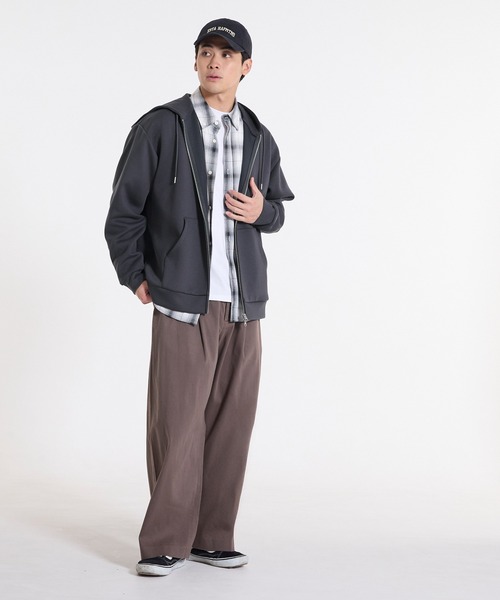 coca(coca)(コカ)の「ソフトジャージーワイドZIPパーカー(パーカー・メンズ・ライトグレー/チャコール・S/XL/M/L)」の7枚目の写真