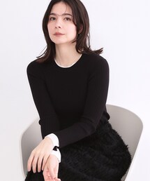 OPAQUE.CLIP | レイヤード風クルーネックリブニット【洗濯機OK】(ニット/セーター)