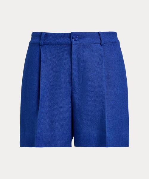 LAUREN RALPH LAUREN(ローレン ラルフ ローレン)の「プリーテッド リネンコットン ヘリンボーン ショートパンツ(その他パンツ・レディース・ブルー・4/2/00/0)」の3枚目の写真