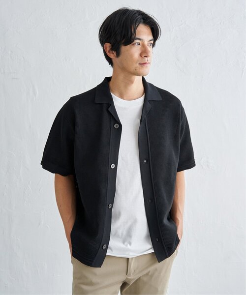 ikka(イッカ)の「【洗濯機で洗える/2点セット】GOKU楽ニットシャツインナーセット(アンサンブル・メンズ・ブラック/ベージュ/ネイビー・M/XL/L/S)」の6枚目の写真