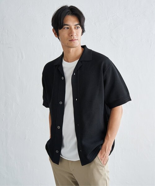 ikka(イッカ)の「【洗濯機で洗える/2点セット】GOKU楽ニットシャツインナーセット(アンサンブル・メンズ・ブラック/ベージュ/ネイビー・M/XL/L/S)」の7枚目の写真