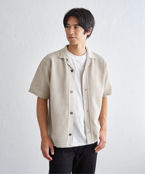ikka(イッカ)の「【洗濯機で洗える/2点セット】GOKU楽ニットシャツインナーセット(アンサンブル・メンズ・ブラック/ベージュ/ネイビー・M/XL/L/S)」の13枚目の写真