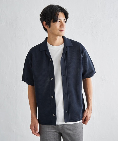 ikka（イッカ）の「【洗濯機で洗える／2点セット】GOKU楽ニットシャツインナーセット（アンサンブル・メンズ・ブラック/ベージュ/ネイビー・M/XL/L）」の3枚目の写真