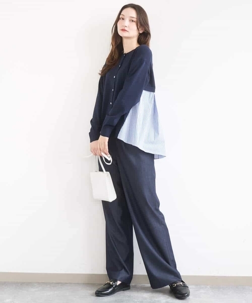 MK MICHEL KLEIN（エムケーミッシェルクラン）の「[洗える]ストライプ切替えデザインニット（ニット/セーター・レディース・アイボリー/ネイビー・38）」の6枚目の写真