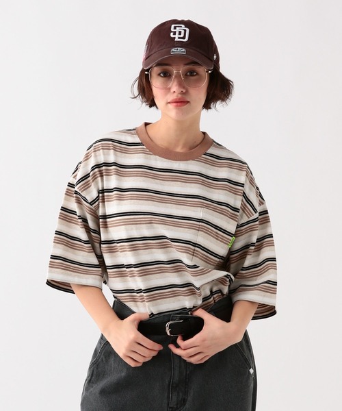 GEORGE'S（ジョージズ）の「マルチボーダードローコードTシャツ（Tシャツ/カットソー・メンズ・ベージュ/グレー・MEDIUM/LARGE）」の7枚目の写真