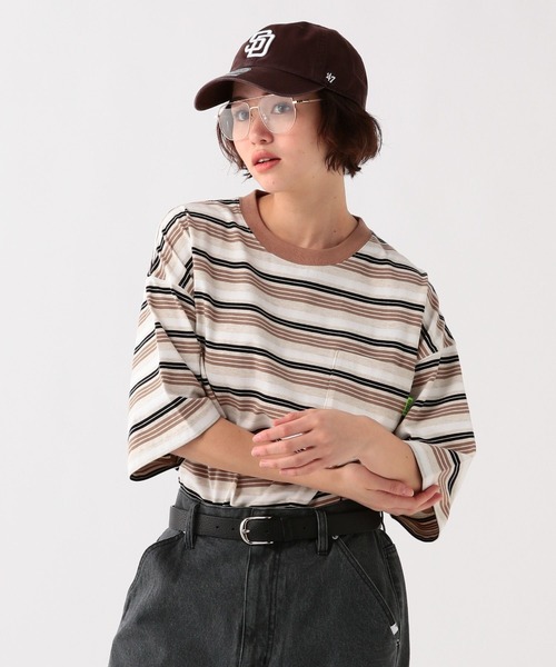 GEORGE'S（ジョージズ）の「マルチボーダードローコードTシャツ（Tシャツ/カットソー・メンズ・ベージュ/グレー・MEDIUM/LARGE）」の9枚目の写真