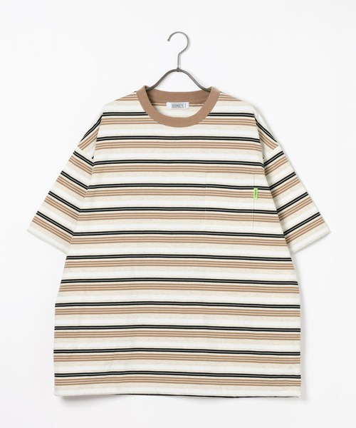 GEORGE'S（ジョージズ）の「マルチボーダードローコードTシャツ（Tシャツ/カットソー・メンズ・ベージュ/グレー・MEDIUM/LARGE）」の12枚目の写真
