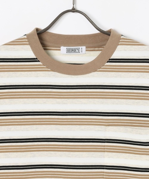 GEORGE'S（ジョージズ）の「マルチボーダードローコードTシャツ（Tシャツ/カットソー・メンズ・ベージュ/グレー・MEDIUM/LARGE）」の14枚目の写真