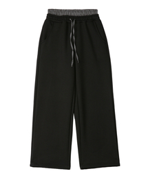 CHECK LAYERED SWEATPANTS(BLACK)