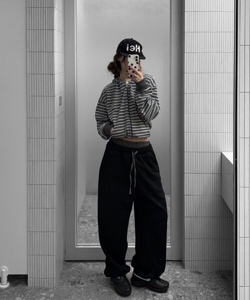 HAVISM（ヘビズム）の「CHECK LAYERED SWEATPANTS(BLACK)（スウェットパンツ・レディース・その他・ONE SIZE）」の4枚目の写真