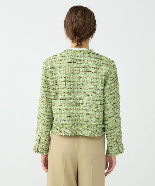 BALLSEY(ボールジィ)の「プレリーツイード クロップドクルージャケット(ノーカラージャケット・レディース・ライトグリーン・36)」の7枚目の写真