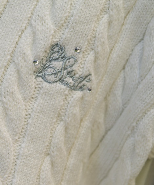 axes femme（アクシーズファム）の「刺繍入りチルデンニットベスト（ベスト・レディース・サックスブルー/チャコール/キナリ・FREE）」の4枚目の写真