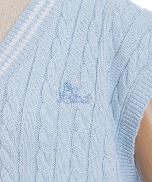 axes femme（アクシーズファム）の「刺繍入りチルデンニットベスト（ベスト・レディース・サックスブルー/チャコール/キナリ・FREE）」の22枚目の写真