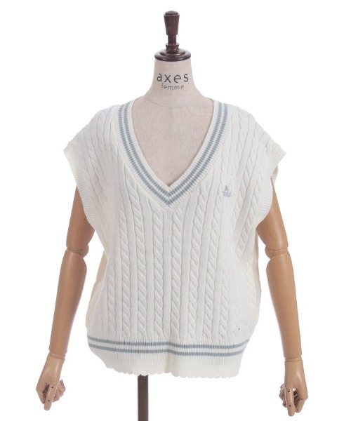 axes femme（アクシーズファム）の「刺繍入りチルデンニットベスト（ベスト・レディース・サックスブルー/チャコール/キナリ・FREE）」の19枚目の写真