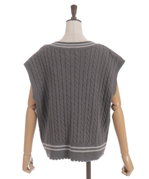 axes femme（アクシーズファム）の「刺繍入りチルデンニットベスト（ベスト・レディース・サックスブルー/チャコール/キナリ・FREE）」の10枚目の写真