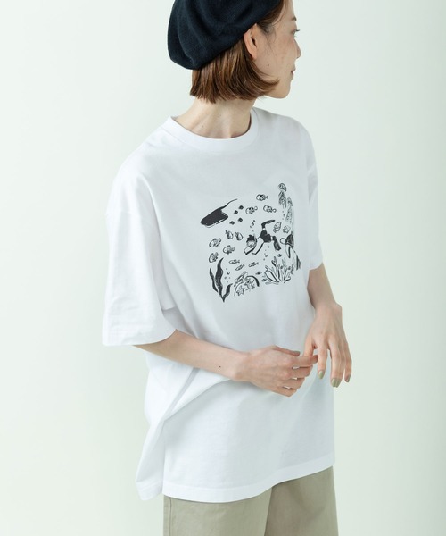 PAR ICI（パーリッシィ）の「大桃洋祐×PAR ICI ダイバープリントTシャツ（Tシャツ/カットソー・レディース・ホワイト・S/L）」の4枚目の写真