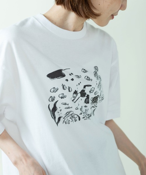 PAR ICI（パーリッシィ）の「大桃洋祐×PAR ICI ダイバープリントTシャツ（Tシャツ/カットソー・レディース・ホワイト・S/L）」の3枚目の写真