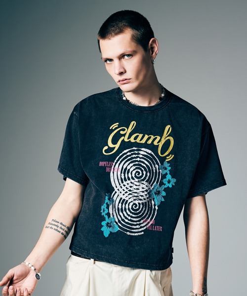 glamb(グラム)の「Spiral Flower T-Shirt / スパイラルフラワーTシャツ(Tシャツ/カットソー・メンズ・レッド/ブラック・S/M/L)」の2枚目の写真