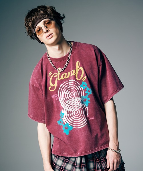 glamb(グラム)の「Spiral Flower T-Shirt / スパイラルフラワーTシャツ(Tシャツ/カットソー・メンズ・レッド/ブラック・S/M/L)」の9枚目の写真