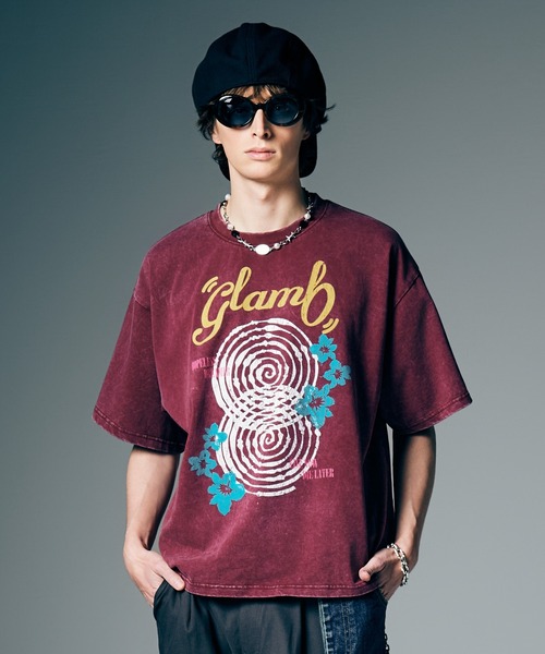 glamb(グラム)の「Spiral Flower T-Shirt / スパイラルフラワーTシャツ(Tシャツ/カットソー・メンズ・レッド/ブラック・S/M/L)」の10枚目の写真