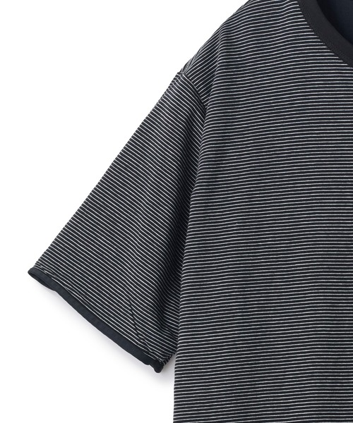 UNION STATION(ユニオンステーション)の「リバーシブルボーダーTシャツ〈ストレッチ・ハンドウォッシャブル・接触冷感〉(Tシャツ/カットソー・メンズ・グリーン系その他/ブルー系その他/ホワイト/ブラック・M/L)」の18枚目の写真
