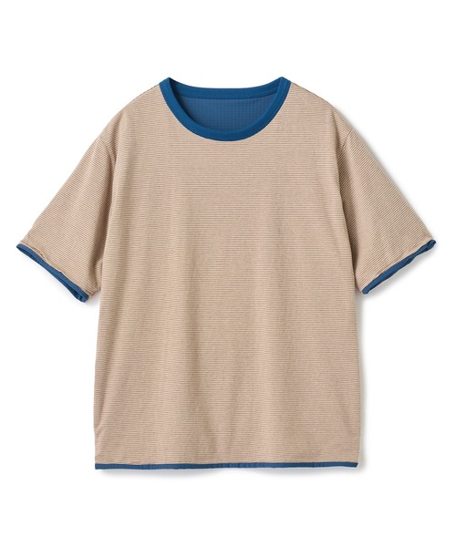 UNION STATION(ユニオンステーション)の「リバーシブルボーダーTシャツ〈ストレッチ・ハンドウォッシャブル・接触冷感〉(Tシャツ/カットソー・メンズ・グリーン系その他/ブルー系その他/ホワイト/ブラック・M/L)」の9枚目の写真