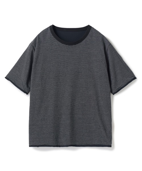 UNION STATION(ユニオンステーション)の「リバーシブルボーダーTシャツ〈ストレッチ・ハンドウォッシャブル・接触冷感〉(Tシャツ/カットソー・メンズ・グリーン系その他/ブルー系その他/ホワイト/ブラック・M/L)」の13枚目の写真