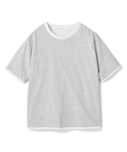UNION STATION(ユニオンステーション)の「リバーシブルボーダーTシャツ〈ストレッチ・ハンドウォッシャブル・接触冷感〉(Tシャツ/カットソー・メンズ・グリーン系その他/ブルー系その他/ホワイト/ブラック・M/L)」の5枚目の写真