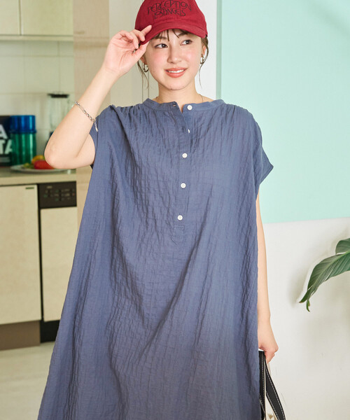 FREAK'S STORE(フリークスストア)の「限定展開 ナチュラル ポコポコ フレンチ スリーブ ワンピース(ワンピース・レディース・ブラック/オフホワイト/ブラウン/ネイビー/レッド・SMALL/MEDIUM)」の8枚目の写真