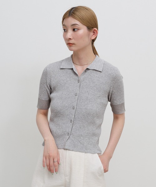 select MOCA(セレクトモカ)の「【ZOZO限定】ハーフスリーブリブニットカーディガン(カーディガン/ボレロ・レディース・グレー/ブラック/ライトブルー・FREE)」の1枚目の写真