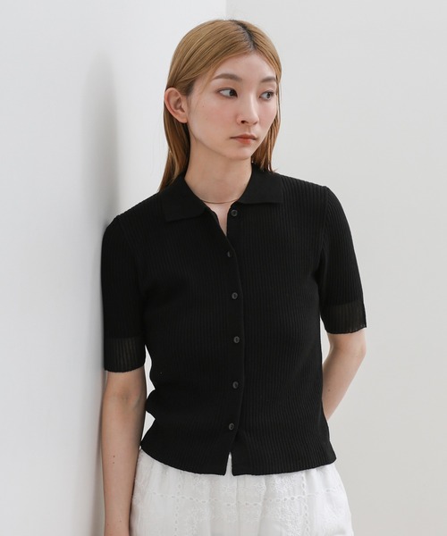 select MOCA(セレクトモカ)の「【ZOZO限定】ハーフスリーブリブニットカーディガン(カーディガン/ボレロ・レディース・グレー/ブラック/ライトブルー・FREE)」の2枚目の写真