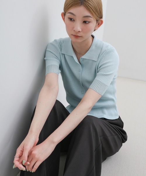 select MOCA(セレクトモカ)の「【ZOZO限定】ハーフスリーブリブニットカーディガン(カーディガン/ボレロ・レディース・グレー/ブラック/ライトブルー・FREE)」の11枚目の写真
