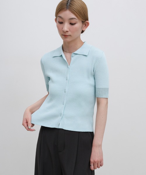 select MOCA(セレクトモカ)の「【ZOZO限定】ハーフスリーブリブニットカーディガン(カーディガン/ボレロ・レディース・グレー/ブラック/ライトブルー・FREE)」の7枚目の写真