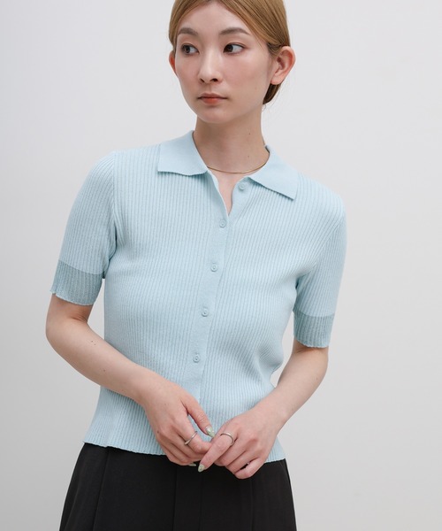 select MOCA(セレクトモカ)の「【ZOZO限定】ハーフスリーブリブニットカーディガン(カーディガン/ボレロ・レディース・グレー/ブラック/ライトブルー・FREE)」の8枚目の写真